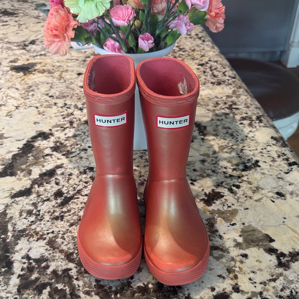 Hunter Kids' Vibrant salmon colored  Rain Boots